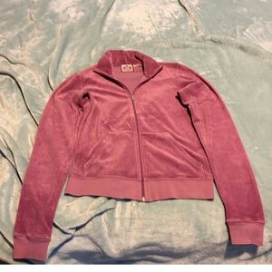 Juicy Couture Velour Zip Hoodie Jacket – Mauve Pink (Size Small)